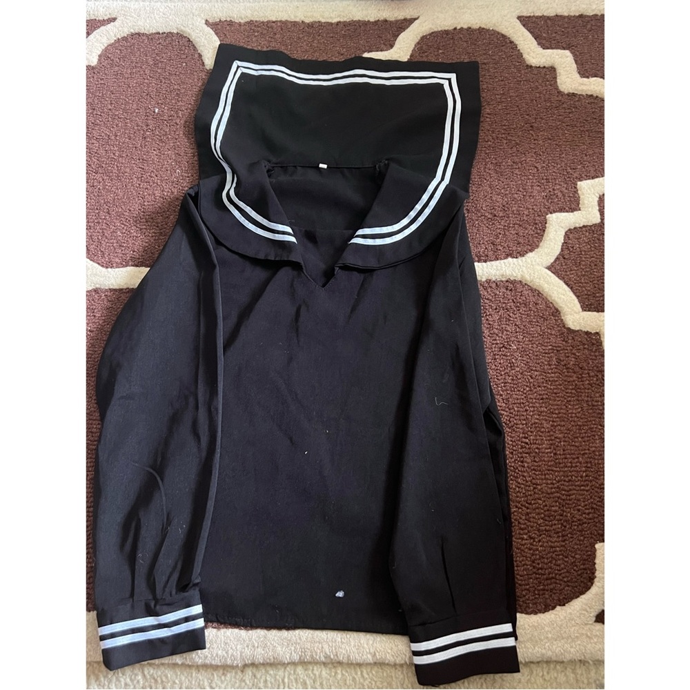 black Japanese school girl black tops